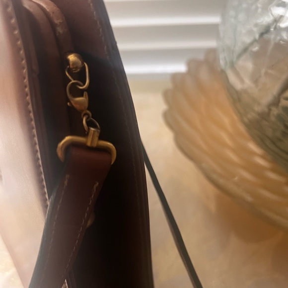 CHRISTIAN DIOR KISS-LOCK CLUTCH / CROSSBODY BROWN LEATHER